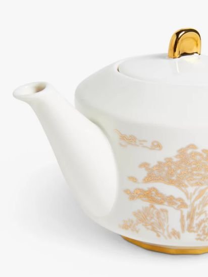 Fine China Teapot, 1.1L, White/Gold